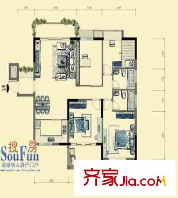 正祥一品新筑戶型圖經(jīng)典戶型 3室
