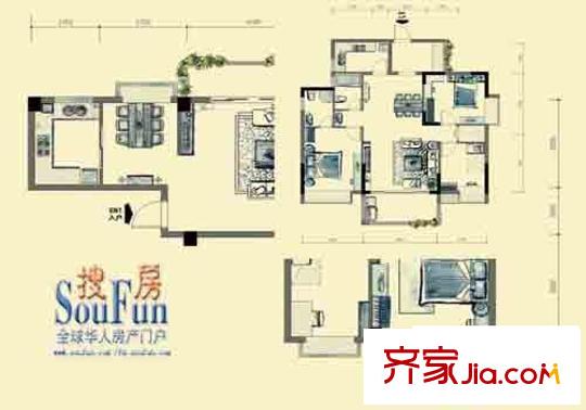 正祥一品新筑戶型圖經(jīng)典戶型 2室2廳2衛(wèi)1廚