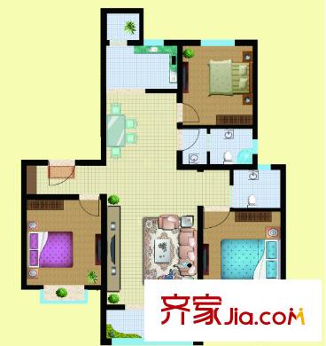 萬安國際公寓戶型圖3室2廳 3室2廳