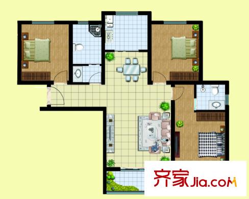 萬安國際公寓戶型圖3室2廳 3室2廳