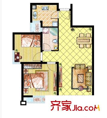 萬安國際公寓戶型圖2室2廳 2室2廳