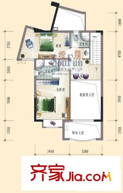 三盛中央公園戶型圖03、04、07、08復(fù)式上層 3室2廳3衛(wèi)1廚