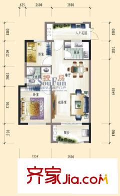 三盛中央公園戶型圖05、06標準層 2室2廳1衛(wèi)1廚