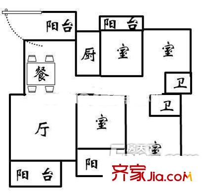 泰禾紅樹林D區(qū) 4室戶型圖