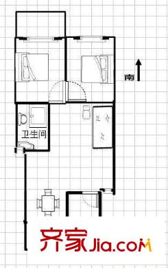 建中小區(qū) 2室 戶型圖
