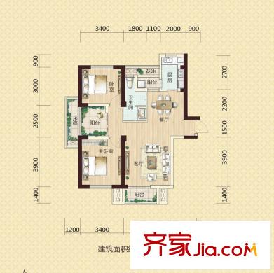 尚都一品戶型圖G3戶型 2室2廳1衛(wèi)1廚