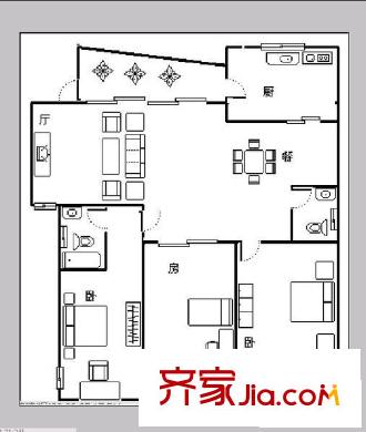 楓丹白鷺戶型圖楓丹白露 3室 戶型圖 3室2廳2衛(wèi)1廚