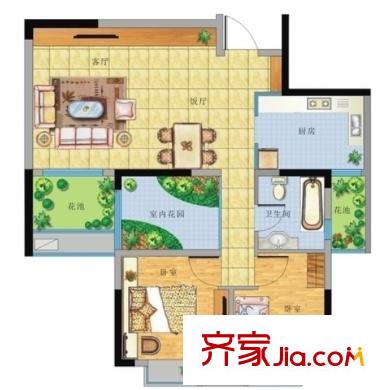 沌口東方花園戶型圖2室2廳 2室2廳