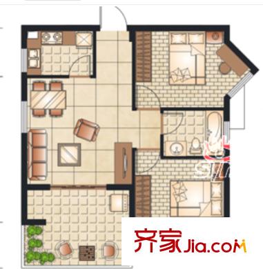 芷岸龍庭戶型圖2室2廳 戶型圖 2室2廳1衛(wèi)1廚