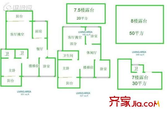 金山桔園一期龍?jiān)窇粜蛨D金山桔園一期龍?jiān)?8室 戶型圖 8室3廳3衛(wèi)1廚
