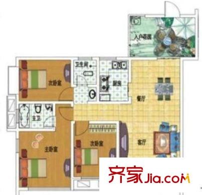 武漢28街戶型圖3室2廳 3室2廳