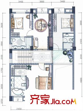 東方威尼斯江岸院墅 H-29# H-30#四 六 八 十層戶型 3室3衛(wèi)