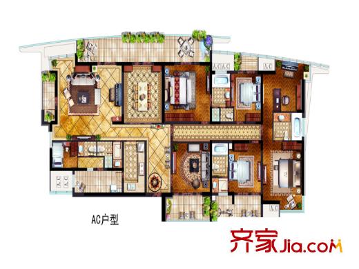 星海灣高層AC戶型圖 6室3廳5衛(wèi)