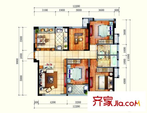 融僑悅城1號樓和2號樓01單元 4室2廳2衛(wèi)1廚