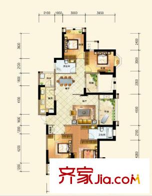 三盛托斯卡納小區(qū) 4室 戶型圖