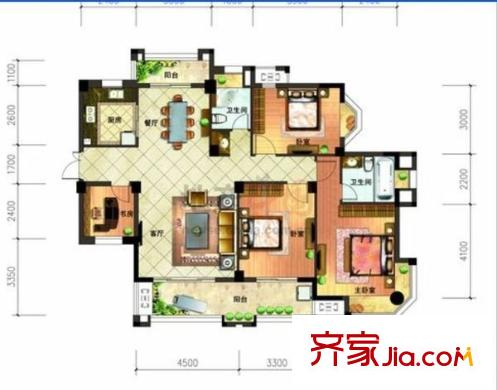 三盛托斯卡納小區(qū) 4室 戶型圖