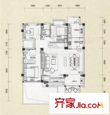 融晟紅郡戶型圖5#1F01、06情景洋房 3室2廳2衛(wèi)1廚