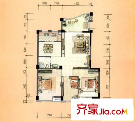 中庚城 3室 戶型圖