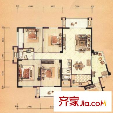 中庚城戶型圖25#02單元H6戶型 5室2廳2衛(wèi)1廚