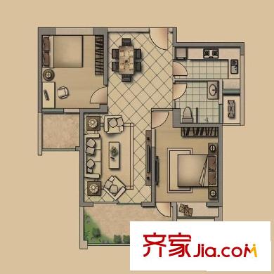 泰禾紅峪A區(qū)戶型圖泰禾紅峪 2室 戶型圖 2室2廳1衛(wèi)1廚