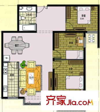 漢陽(yáng)人信匯戶型圖3室2廳 戶型圖 3室2廳1衛(wèi)1廚