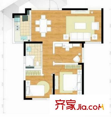 朗詩綠色街區(qū)戶型圖2室2廳 2室2廳