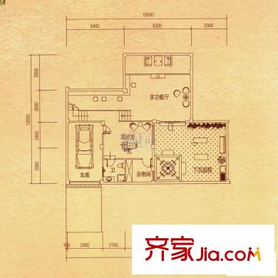 正祥橘郡戶型圖一期北區(qū)As戶型下沉式花園庭院 5室2廳5衛(wèi)1廚