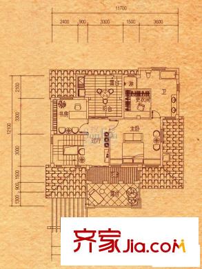 正祥橘郡戶型圖一期北區(qū)As戶型三層 5室2廳5衛(wèi)1廚