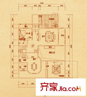 正祥橘郡戶型圖北區(qū)Gn戶型一層 5室2廳5衛(wèi)1廚
