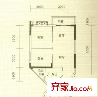 新華家園四期蝶苑戶型圖蝶苑G戶型 2室2廳1衛(wèi)1廚