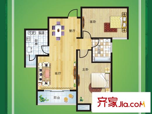 光谷佳園四期綠茵小鎮(zhèn)35號(hào)樓A戶(hù)型 2室2廳1衛(wèi)1廚