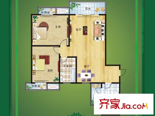 光谷佳園四期綠茵小鎮(zhèn)34號(hào)樓A戶(hù)型 2室2廳1衛(wèi)1廚