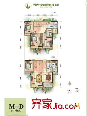 當代安普頓小鎮(zhèn)四期26、27號樓M-D戶型 4室2廳3衛(wèi)1廚