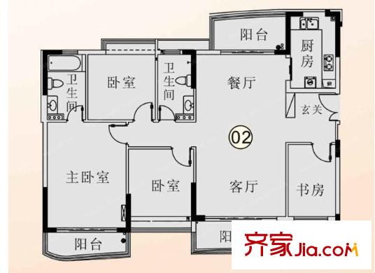 龍江庭園戶型圖3室2廳 戶型圖 3室2廳