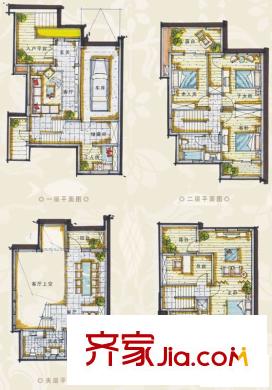 湖墅觀止別墅戶型圖聯(lián)排(北入雙拼)4/13/20-25/30/31#樓 6室2廳4衛(wèi)