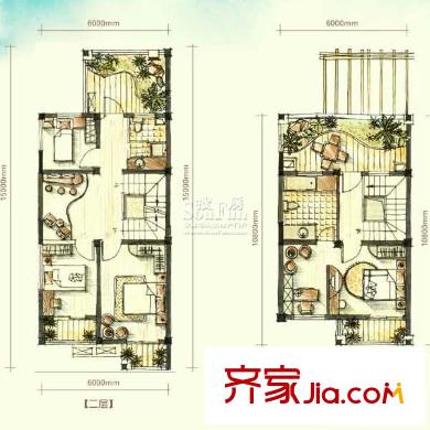 聽濤觀海別墅戶型圖C區(qū)2棟C2二、三層戶型 4室2廳