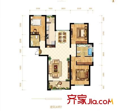 凌云金湖家園戶型圖3室2廳 3室2廳
