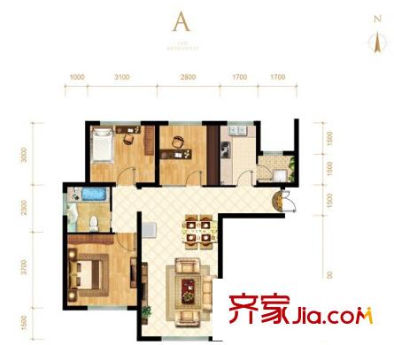 凌云金湖家園戶型圖3室2廳 3室2廳