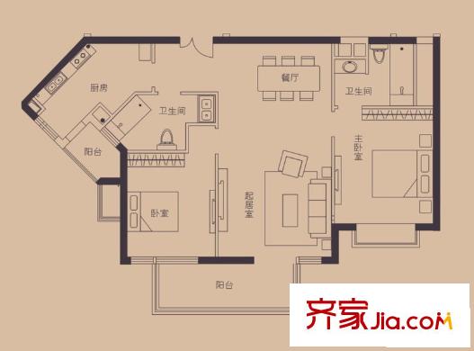 匯豪邸戶型圖2室2廳 戶型圖 2室2廳2衛(wèi)