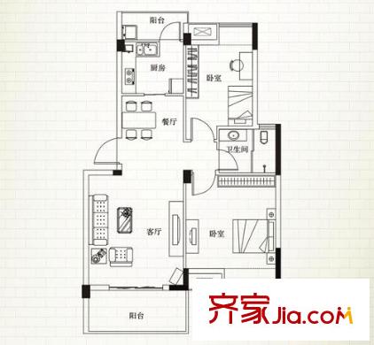 千年美麗別墅戶型圖a1-q 二期 2室2廳