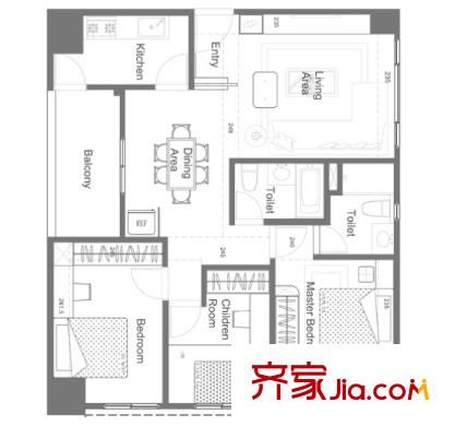 自來(lái)水廠宿舍戶(hù)型圖2室2廳 戶(hù)型圖 2室2廳