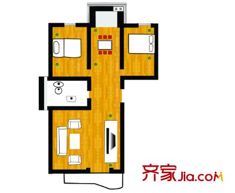 湘隆時代商業(yè)中心戶型圖2室1廳 戶型圖 2室1廳