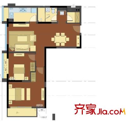 湘隆時代商業(yè)中心戶型圖2室2廳 戶型圖 2室2廳