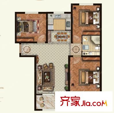 漢正街華貿(mào)箱包城戶(hù)型圖3室2廳 戶(hù)型圖 3室2廳