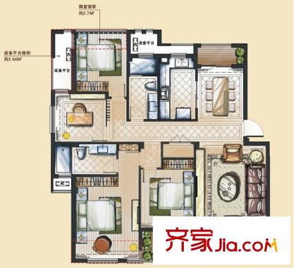 漢正街華貿(mào)箱包城戶型圖3室2廳 戶型圖 3室2廳