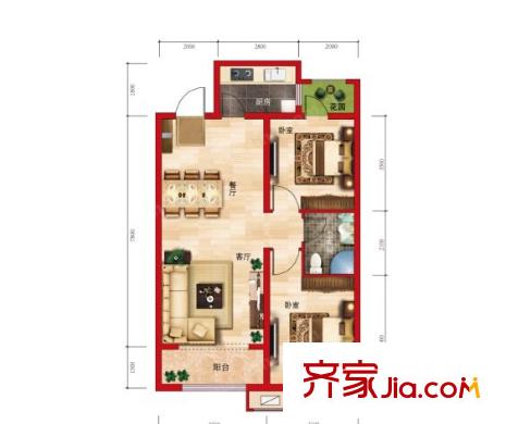 飛帆小區(qū)戶型圖2室2廳 2室2廳