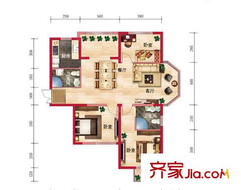 飛帆小區(qū)戶型圖3室2廳 3室2廳