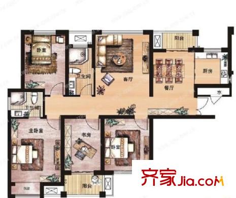 東鴻小區(qū)戶型圖4室2廳 戶型圖 4室2廳