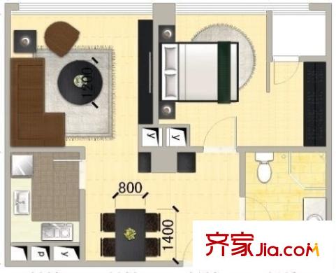 東鴻小區(qū)戶型圖1室2廳 戶型圖 1室2廳