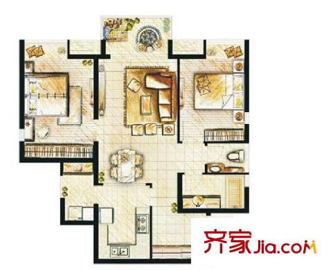 東鴻小區(qū)戶型圖2室2廳 戶型圖 2室2廳